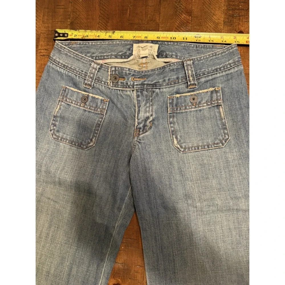 Vintage Abercrombie Fitch Y2K Flare Jeans Dark Wash Button Flap Pocket Size 4